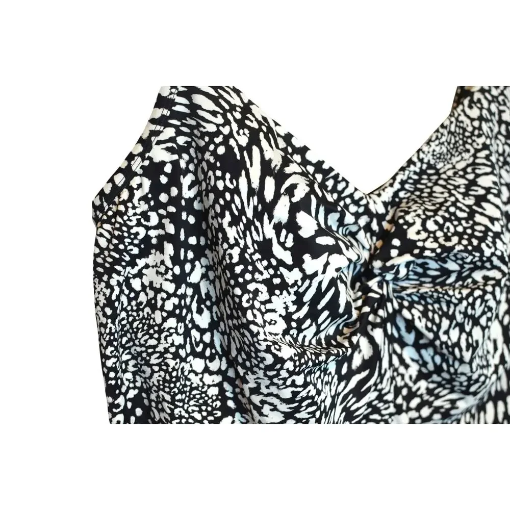 Swim Solutions Plus Size Printed Flyaway Fauxkini One Piece Leopard Swirl - Picture 5 of 6